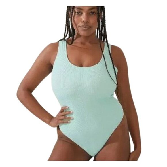 Cotton on One-Piece Swimsuit Honeydew Melon Crinkle Open Back Cheeky Swimwear XS - Picture 9 of 9